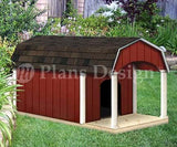 36" x 60" Porch Barn Roof Style Dog House Plans, 90305B Pet Size up to 150 lbs