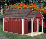 Dog House / Pet Kennel Plans, Double Roof Style with Porch, on Paper 90305D