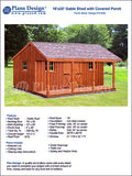 16 x 20 House or Garden Shed / Cabin Building Plans with Material List, #P51620