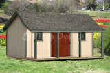 16' x 20' Guest House Storage Shed with Porch Plans #P81620, Material List Included