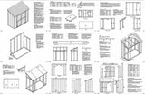 4' x 8' Storage Utility Lean - to Shed / Building Plans, Material List, Detail Drawings and Step-by- Step Instructions Included # 10408