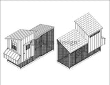 Chicken Coop with Kennel / Combo Hen House and Run Plans, Design 50410LM
