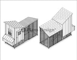 Modern Chicken Coop with Lean-to Kennel Combo Project Plans, Design 50410ML