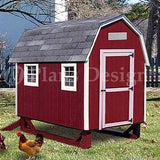 4' x 6' Gambrel / Barn Chicken House / Coop Plans, Material List Included #90406B