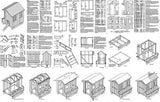 5' x 6' Chicken Coop / Hen House Plans, Saltbox Roof Style, Design #90506S
