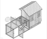 5' x 6' Chicken Coop / Hen House Plans, Saltbox Roof Style, Design #90506S