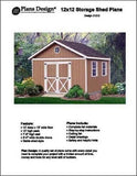 12' x 12' Classic Garden Gable Storage Shed Project Plans - Design #21212