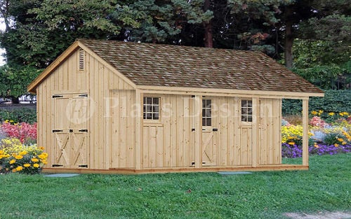 18' X 24' Shed with Covered Porch, Small Cottage or Cabin Building Pla ...