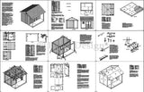 12' X 12' Gable Shed with Covered Porch Plans, Material List Included, # P51212