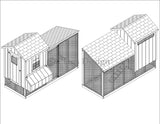 Gable Chicken Coop with Lean-to Kennel Combo Project Plans, Design 60410GL