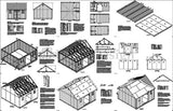 Do-it-Yourself Patterns, Storage Shed Plans 16' x 16' Reverse Gable Roof Style, D1616G