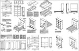 Murphy 4-Panel Frame Queen Wall Bed Plans, Design 7QVWB
