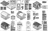 16' x 12' Cabin Shed Covered Porch Plans Blueprint, Material List included #P61612