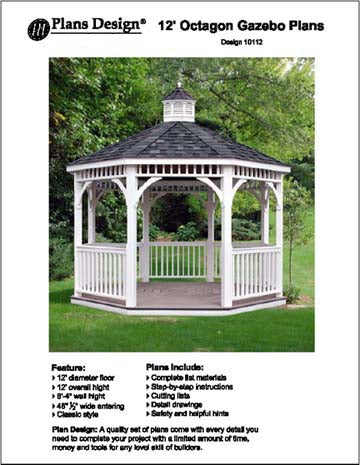 12' Classic Octagon Gazebo Do It Yourself Plans, Material List
