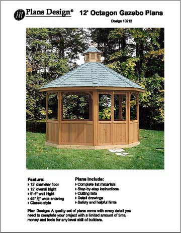 How To Build 12' Octagon Screened Gazebo Plans, Material List Include #10112