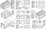 12' x 8' Barn / Gambrel Style Storage Shed Plans, Material List Included #31208