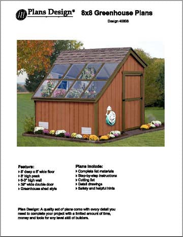 8 x 8 Greenhouse Nursery Garden Structures Shed Plans, Design #40808
