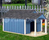 Dog House Plans, Gable Twin Roof Style with Porch, 90305T, Size up to 150 lb