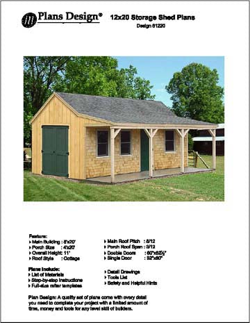 12' x 20' Cottage / Cabin Shed Plans / Blueprints 81220
