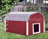 Dog House Plans Gambrel / Barn Roof Style Design 90203B, Pet Size up to 50 lbs