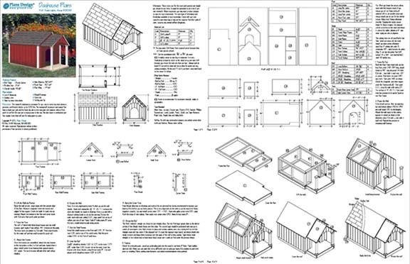Dog House Pet Kennel Plans, Double Roof Style with Porch, on