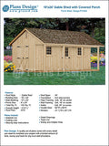 18' X 24' Shed with Covered Porch, Small Cottage or Cabin Building Plans #P51824