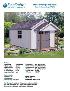20' x 12' Guest House / Garden Porch Shed Plans, Material List Included #P72012