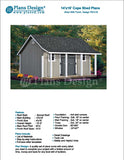 14' x 16' Cape Code Storage Shed with Porch Plans #P81416, Free Material Included