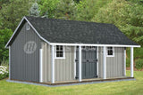 14' x 20' Storage Shed with Porch Plans for Backyard Garden - Design #P81420