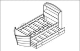 Children's Twin Boat Bed with Trundle Woodworking Plans, Do It Yourself, Detail Drawings and Step-by- Step Instructions Included