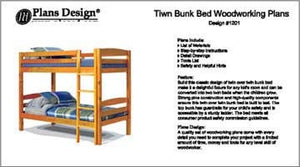 Twin Over Twin Bunk Bed Woodworking Plans (Instructions) Design #1201, Detail Drawings and Step-by- Step Instructions Included