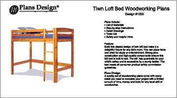 Twin Loft Bunk Bed Woodworking Plans (Instructions) Design #1203, Detail Drawings and Step-by- Step Instructions Included