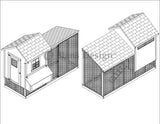 Backyard Chicken Coop Plans with Kennel / Run Saltbox / Lean-to #60410SL