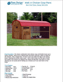 6' x 12' Walk in Barn Chicken Coop Plans, Material List Included # 80612CB