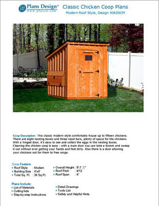 Backyard Chicken Coop Plans, 6 by 6 Kennel / Hen House, Modern Roof #90606CM