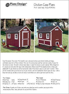 4' x 6' Chicken Coop Plans, Gable Roof Style, Material List Included #90406G