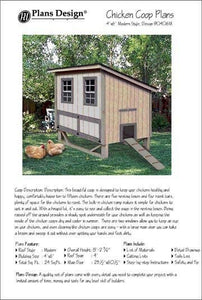 4' x 6' Modern Style Chicken / Hen House / Coop Plans, 90406M