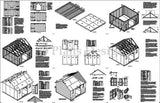 14' x 14' Reverse Gable Roof Style Shed Plans Design # D1414G, Material List