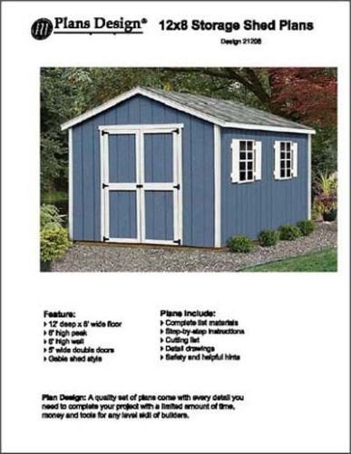 12 x 8' Classic Gable Storage Shed Project Plans - Design #21208