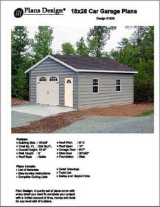 18' X 28' Car Garage Project Plans, Material List Included - Design #51828