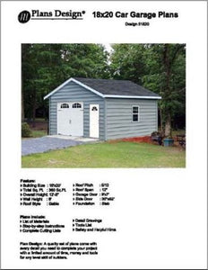 18' X 20' Car Garage Project Plans, Material List Included - Design #51820