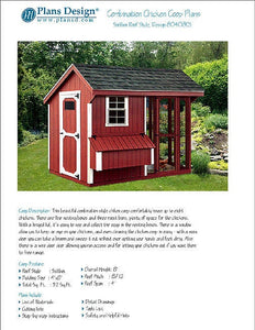 4' x 8' Combination Saltbox Chicken Coop Plans, Material List Included #80408CS