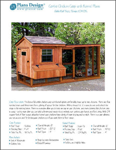 Backyard Chicken Coop Plans with Kennel / Run Saltbox / Lean-to #60410SL