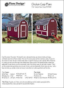 4' x 6' Gambrel / Barn Chicken House / Coop Plans, Material List Included #90406B