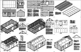 14' x 24' Reverse Gable Roof Style Outdoor Storage Shed Plans Design # D1424G