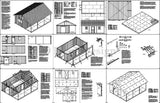 20' X 24' Shed with Covered Porch, 480 Sq. Ft. Cabin Building Plans # P52024