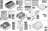 20' X 20' Shed with Covered Porch, Cottage / Cabin Building Plans # P52020
