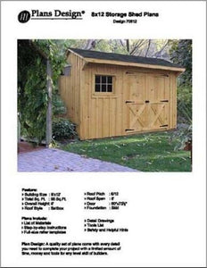 8' X 12' Saltbox Style Garden Storage Shed Project Plans - Design # 70812