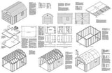 12' X 16' Car Garage / Storage Shed, Barn Roof Style - Design #31216