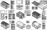 20' x 12' Cabin / Guest House Building Covered Porch Shed Plans #P62012